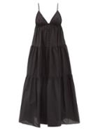 Ladies Beachwear Matteau - The Triangle Tiered Organic-cotton Dress - Womens - Black