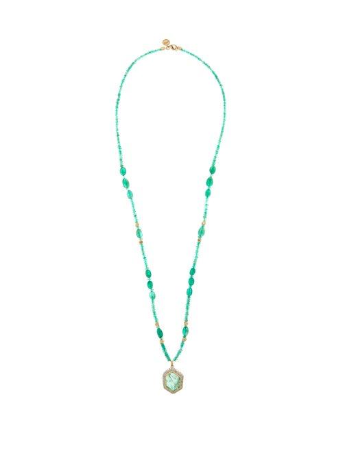Matchesfashion.com Jade Jagger - Diamond, Emerald & 18kt Gold Pendant Necklace - Womens - Green Gold