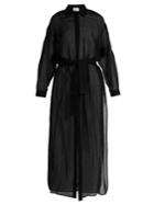 On The Island Tie-waist Semi-sheer Cotton-voile Shirtdress