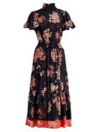 Rebecca Taylor Phlox Cherry Blossom-print Hammered-silk Dress