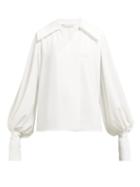 Matchesfashion.com Emilia Wickstead - Raffi King Wave Crepe Blouse - Womens - White