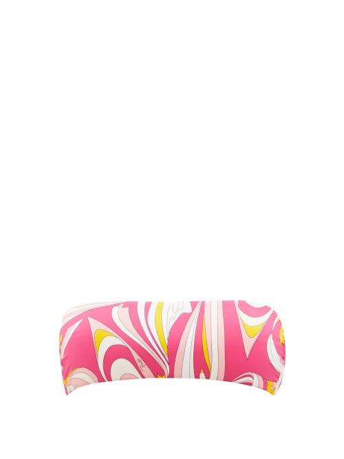 Ladies Beachwear Emilio Pucci - Printed Bandeau Bikini Top - Womens - Pink Print