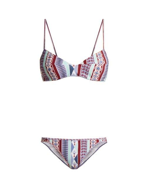 Matchesfashion.com Le Sirenuse, Positano - Myriam Arlechino Print Bikini - Womens - Blue Multi