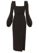 Matchesfashion.com Racil - Giada Balloon-sleeve Square-neck Crepe Dress - Womens - Black