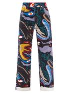 Charles Jeffrey Loverboy - Abstract Moon-print Boyfriend Jeans - Womens - Black Multi