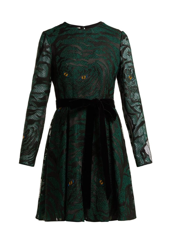 Valentino Animal Eye And Print-embroidered Tulle Dress