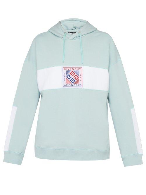 Matchesfashion.com Givenchy - Appliqu Logo Patch Hooded Cotton Sweatshirt - Mens - Light Green