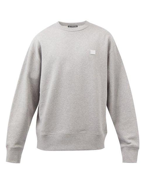 Acne Studios - Face-logo Fleeceback Cotton-jersey Sweatshirt - Mens - Light Grey
