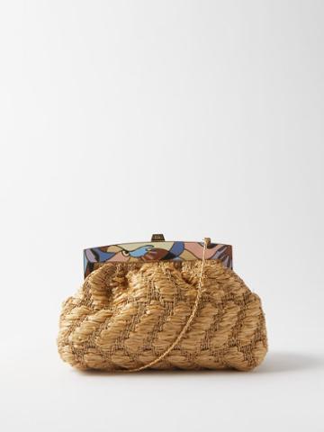 13bc - No.2 Abstract Enamelled Faux-raffia Clutch Bag - Womens - Beige