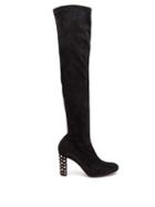 Matchesfashion.com Christian Louboutin - Study Stretch Suede Over The Knee Boots - Womens - Black