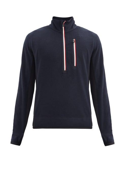 Matchesfashion.com Moncler Grenoble - High-neck Technical-fleece Sweater - Mens - Dark Navy