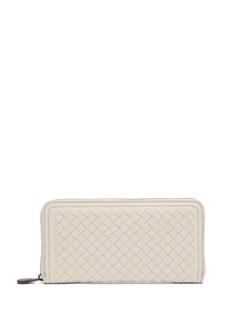 Matchesfashion.com Bottega Veneta - Intrecciato Continental Leather Wallet - Womens - Light Grey
