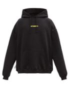 Vetements - Logo-print Cotton-blend Jersey Hooded Sweatshirt - Mens - Black