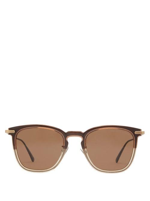 Matchesfashion.com Bottega Veneta - D Frame Acetate And Metal Sunglasses - Mens - Brown