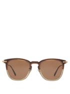 Matchesfashion.com Bottega Veneta - D Frame Acetate And Metal Sunglasses - Mens - Brown