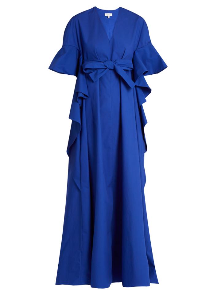 Delpozo V-neck Ruffled-edge Cotton Gown