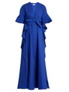 Delpozo V-neck Ruffled-edge Cotton Gown