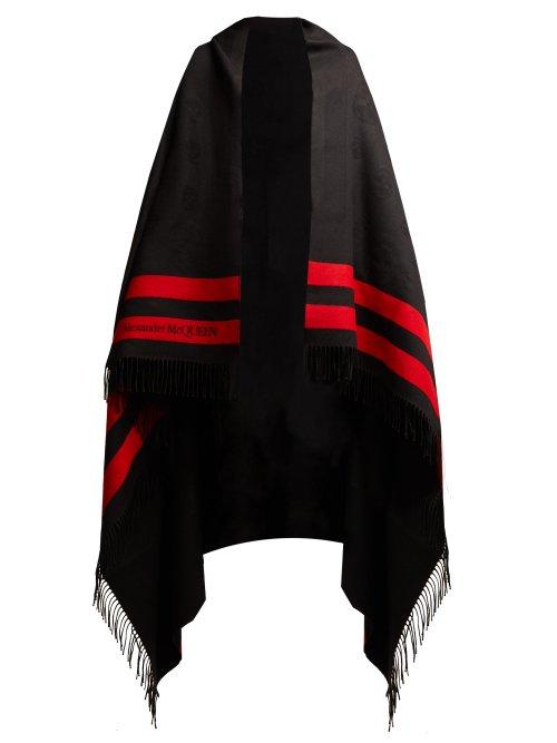Matchesfashion.com Alexander Mcqueen - Skull Jacquard Wool Blend Shawl - Womens - Black