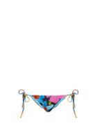 Matchesfashion.com Mara Hoffman - Lei Marigold Print Tie Side Bikini Briefs - Womens - Blue Multi