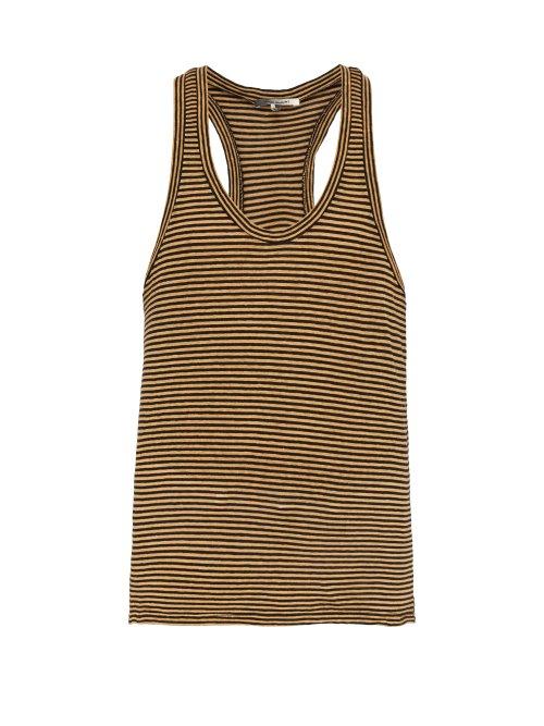 Matchesfashion.com Isabel Marant - Larioh Striped Cotton And Linen Tank Top - Mens - Yellow