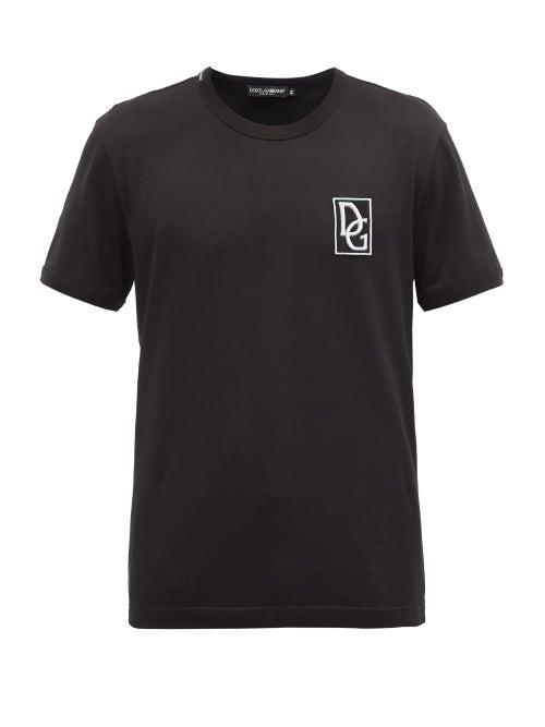 Mens Rtw Dolce & Gabbana - Logo-embroidered Cotton-jersey T-shirt - Mens - Black