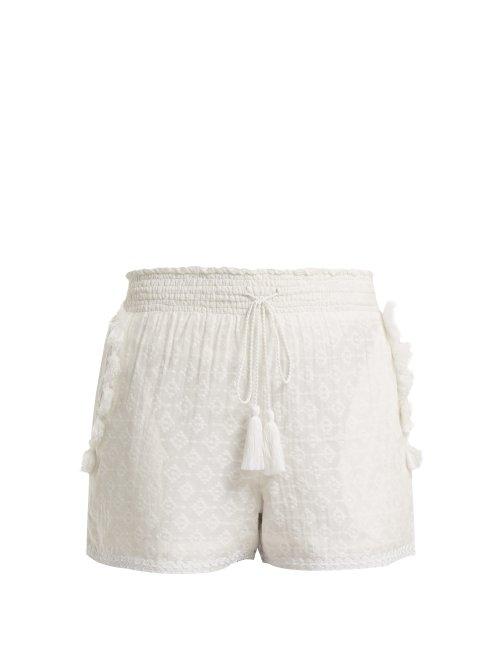 Matchesfashion.com Talitha - Tassel Trimmed Cotton And Silk Blend Shorts - Womens - White