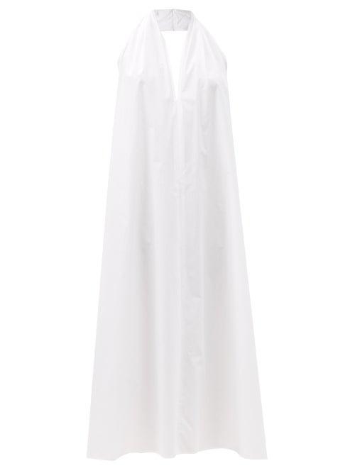 Matchesfashion.com La Collection - Claudia Halterneck Cotton-blend Poplin Dress - Womens - White