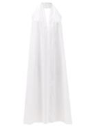 Matchesfashion.com La Collection - Claudia Halterneck Cotton-blend Poplin Dress - Womens - White