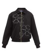 Matchesfashion.com Noon Goons - Floral-embroidered Felted Wool-blend Jacket - Mens - Black