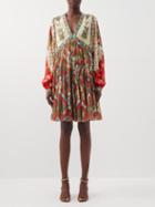 Etro - Paisley-print Silk-georgette Mini Dress - Womens - Red