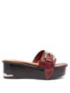 Matchesfashion.com Toga - Leather Flatform Mule Sandals - Womens - Burgundy