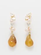 Completedworks - Crystal, Pearl & Resin 14kt Gold-plated Earrings - Womens - Brown Multi