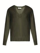Matchesfashion.com Raey - V Neck Fine Knit Cashmere Sweater - Womens - Dark Khaki