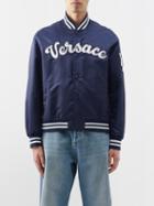Versace - Logo-appliqud Varsity Bomber Jacket - Mens - Navy White