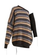 Matchesfashion.com Raf Simons - Oversized One Shoulder Striped Sweater - Womens - Beige Multi