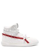 Matchesfashion.com Valentino - Rockstud Amor High Top Leather Trainers - Womens - Red White