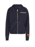 Matchesfashion.com Heron Preston - Logo Print Cotton Hooded Sweatshirt - Mens - Navy