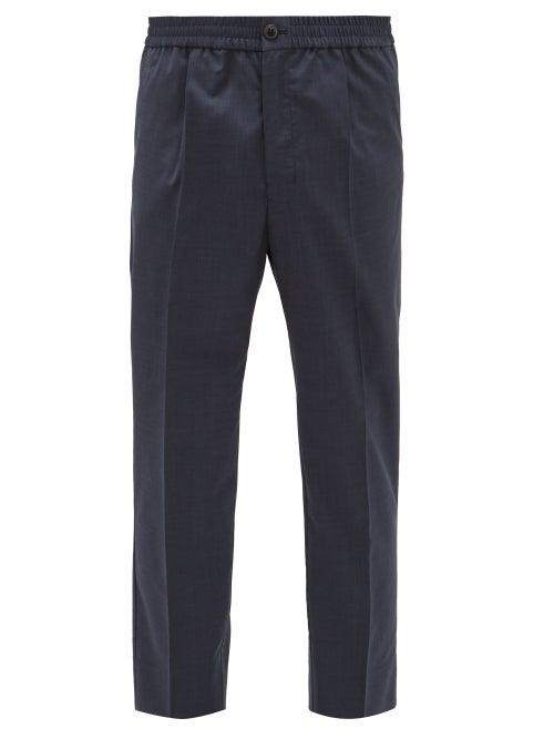 Matchesfashion.com Ami - Elasticated-waist Wool-crepe Tapered Trousers - Mens - Blue