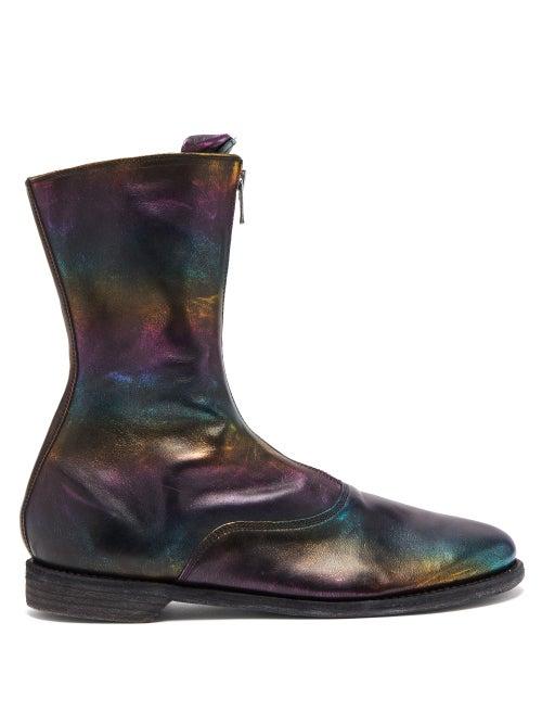 Matchesfashion.com Guidi - Metallic Leather Boots - Mens - Black Multi