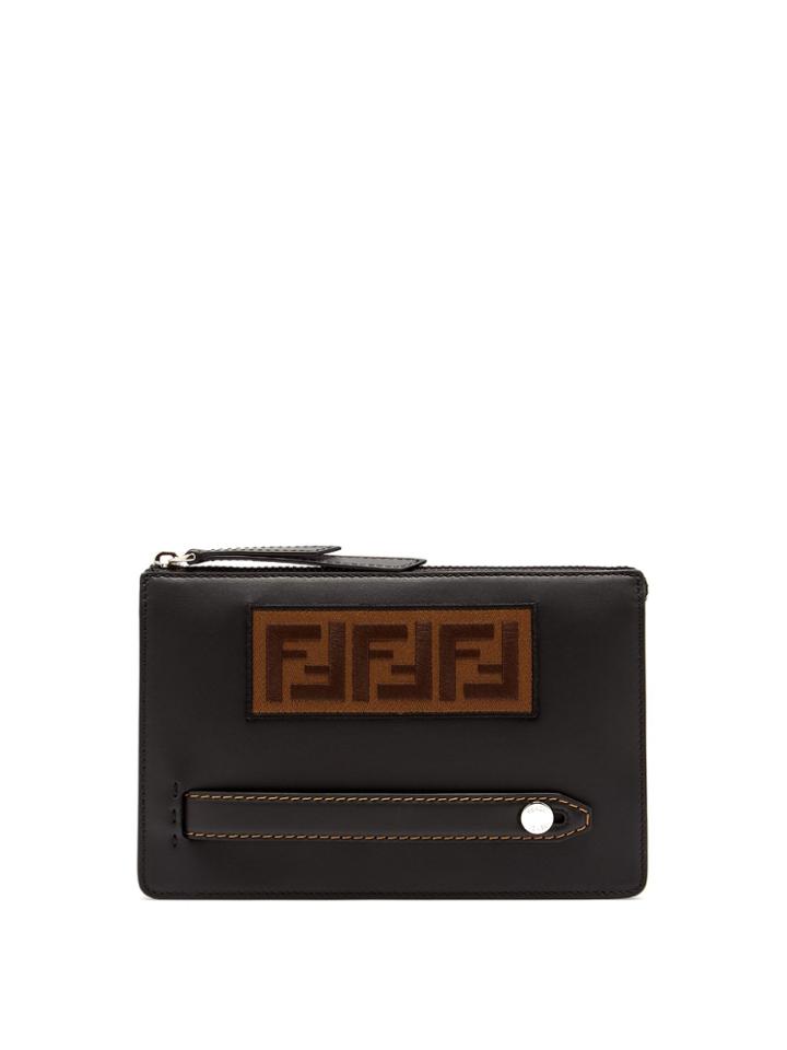 Fendi Logo Leather Pouch