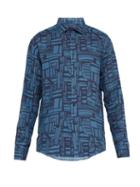Matchesfashion.com Frescobol Carioca - Linha Printed Linen Shirt - Mens - Blue