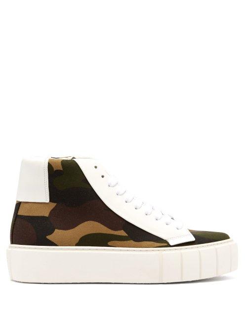 Matchesfashion.com Primury - Dyo Camouflage Print High Top Canvas Trainers - Womens - Khaki Multi