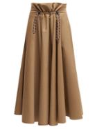 Matchesfashion.com Golden Goose - Ayeme Paperbag Waist Gabardine Midi Skirt - Womens - Camel