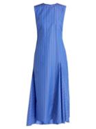 Matchesfashion.com Ellery - Nightwood Striped Cotton Midi Dress - Womens - Blue White
