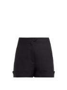 Matchesfashion.com Valentino - Turned Up Cuff Virgin Wool And Silk Twill Shorts - Womens - Black