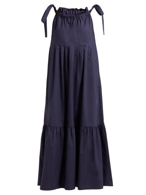 Matchesfashion.com Weekend Max Mara - Niger Tiered Cotton Dress - Womens - Navy