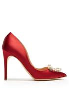 Rupert Sanderson Pinka Embellished-pebble Satin Pumps