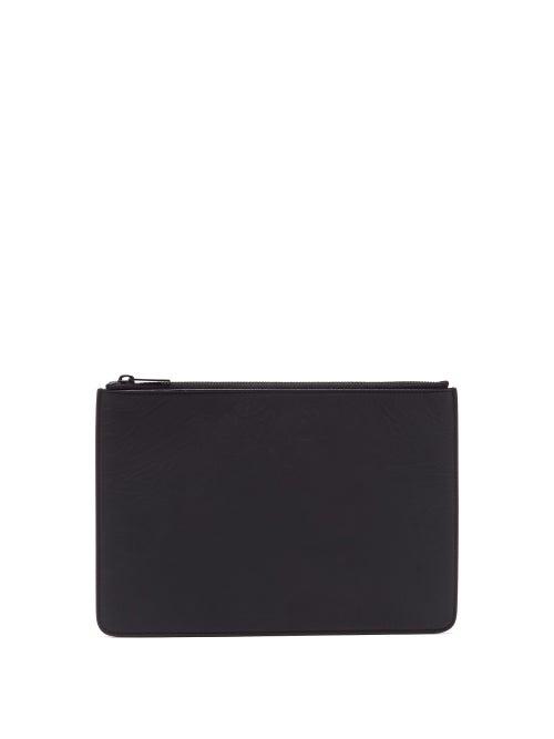 Matchesfashion.com Maison Margiela - Four Stitches Crackle-effect Leather Pouch - Mens - Black