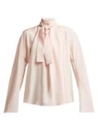 Matchesfashion.com Lemaire - Silk Neck Tie Blouse - Womens - Light Pink