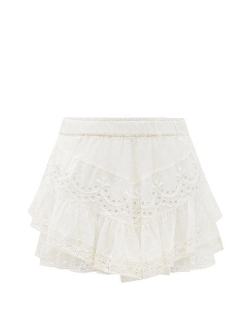 Matchesfashion.com Loveshackfancy - Briella Broderie-anglaise Cotton Mini Skirt - Womens - White